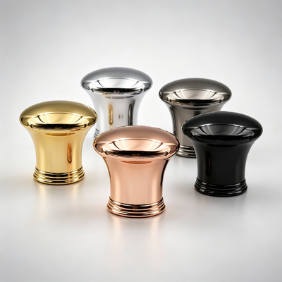Fábrica Grosso Fungos Limpios Cúpula Zamac Cap Perfume Corpo Flared Multi-Rings Base Metal Perfume Bottle Cover Ouro Prata Rosa Ouro Preto Gunmetal Custom Logotipo