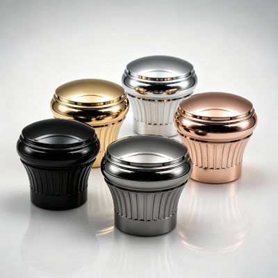 Atacado de Fábrica Tampa de Perfume Zamac Vertical Ranhurada Topo de Domo Redondo Capa de Garrafa de Perfume de Metal Ouro Prata Ouro Rosa Preto Gunmetal Logo Personalizado