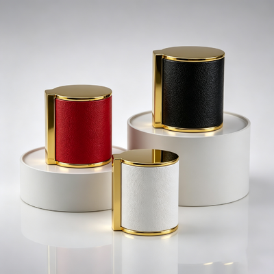 Tampa de perfume cilíndrica de liga de zinco com acabamento em metal e logotipo personalizado em Zamac para garrafa de fragrância OEM