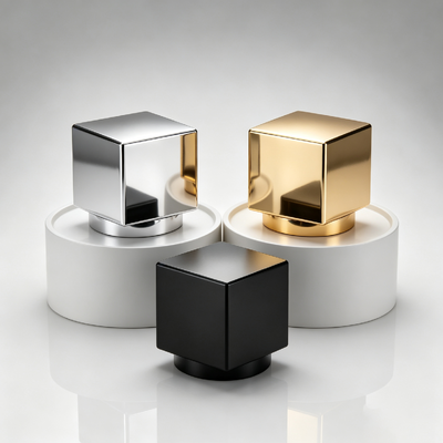 Atacado de Fábrica Tampa de Perfume Sólida Cúbica Quadrada Zamac Cubo Minimalista Capa de Garrafa de Perfume de Metal Logo Personalizado OEM
