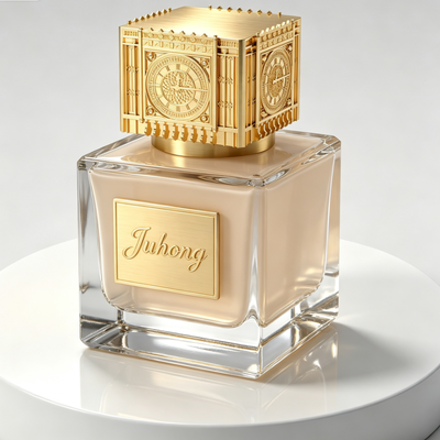 Garrafa de perfume de vidro transparente de luxo quadrada com torre de relógio em relevo em 3D tampa Zamac de ouro, espessa base garrafa de spray de fragrância vazia, logotipo de metal personalizado recipiente de perfume de vidro
