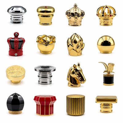 Luxury Zamac Perfume Caps FEA15 Animal Head Crown Hexagon Square Zinc Alloy Perfume Bottle Lid Electroplated Custom Logo OEM ODM