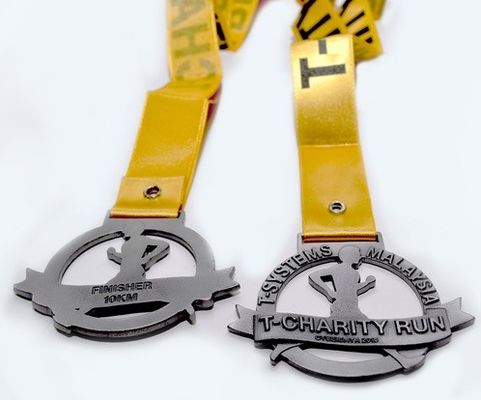 Medalhas macias de prata 60*3mm brilhantes ligas de zinco do esmalte do ISO