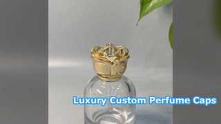 Design luxuoso personalizado de Rosa do ouro das tampas de frasco do perfume de Zamac
